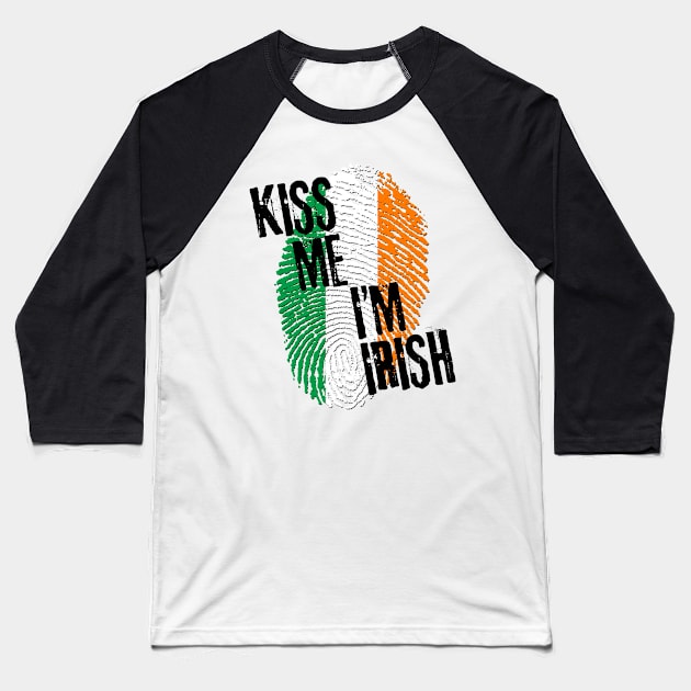 KISS ME IM IRISH fingerprint Baseball T-Shirt by EDDArt